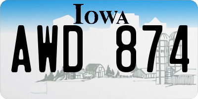 IA license plate AWD874