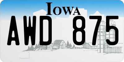 IA license plate AWD875