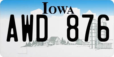 IA license plate AWD876