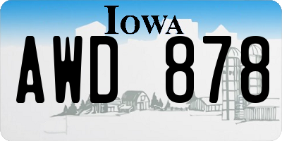 IA license plate AWD878