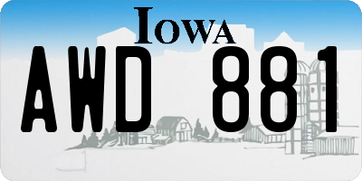 IA license plate AWD881