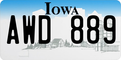 IA license plate AWD889