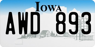 IA license plate AWD893