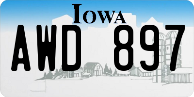 IA license plate AWD897
