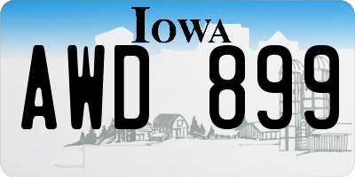 IA license plate AWD899