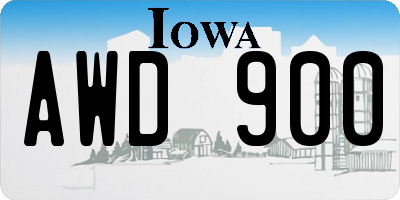 IA license plate AWD900