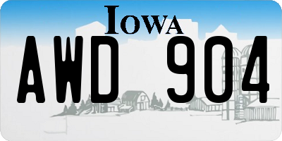 IA license plate AWD904
