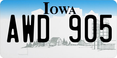 IA license plate AWD905