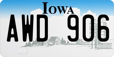 IA license plate AWD906