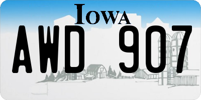 IA license plate AWD907