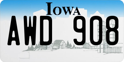 IA license plate AWD908