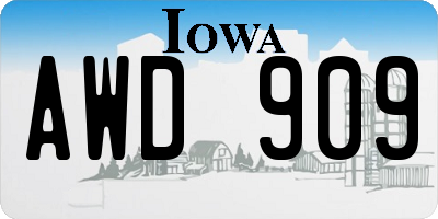 IA license plate AWD909