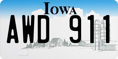 IA license plate AWD911