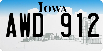 IA license plate AWD912