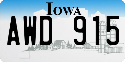 IA license plate AWD915