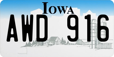 IA license plate AWD916