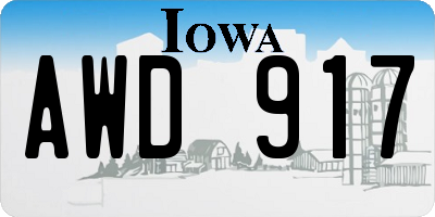 IA license plate AWD917