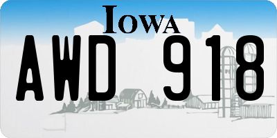 IA license plate AWD918