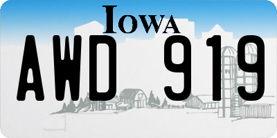 IA license plate AWD919