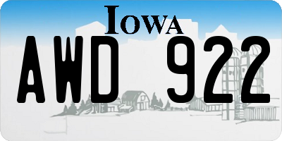 IA license plate AWD922