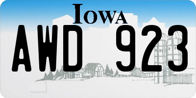 IA license plate AWD923