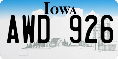 IA license plate AWD926