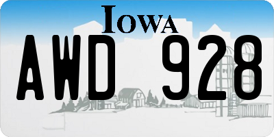 IA license plate AWD928