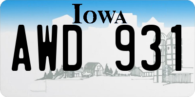 IA license plate AWD931