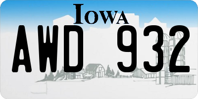 IA license plate AWD932