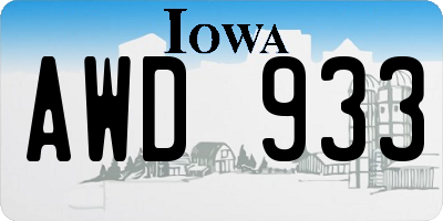 IA license plate AWD933