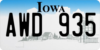 IA license plate AWD935