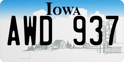 IA license plate AWD937