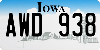 IA license plate AWD938