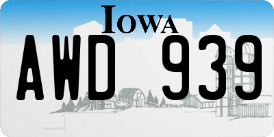 IA license plate AWD939