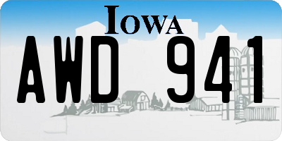 IA license plate AWD941