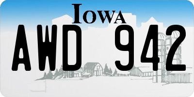 IA license plate AWD942