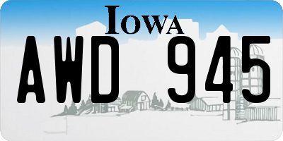 IA license plate AWD945