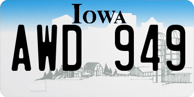 IA license plate AWD949