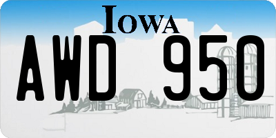 IA license plate AWD950