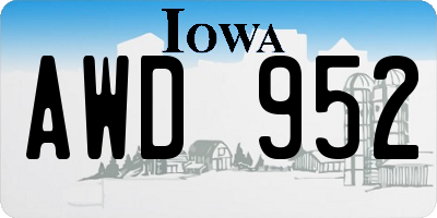 IA license plate AWD952