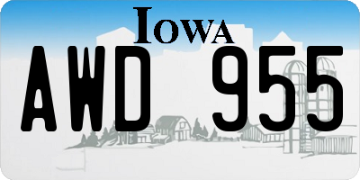 IA license plate AWD955