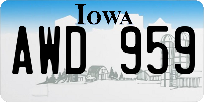IA license plate AWD959