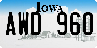 IA license plate AWD960