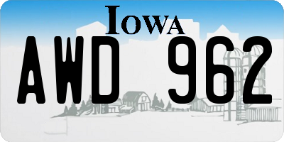 IA license plate AWD962