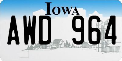 IA license plate AWD964