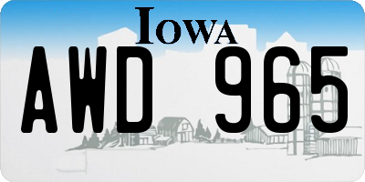 IA license plate AWD965