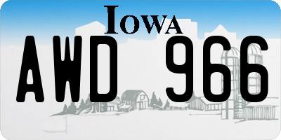 IA license plate AWD966