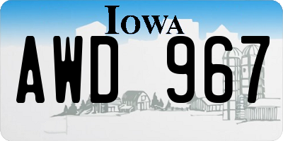 IA license plate AWD967