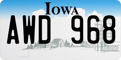 IA license plate AWD968
