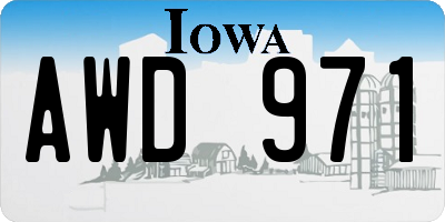 IA license plate AWD971